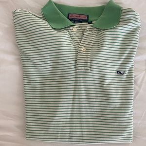 Vineyard Vines Green Striped Polo Large